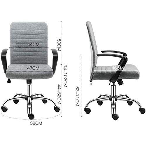 LZQDM Home Office Chair, Gray Office Chair, Comfortable Upholstered Computer Chair, Adjustable Height Swivel Chair, Home Office Furniture