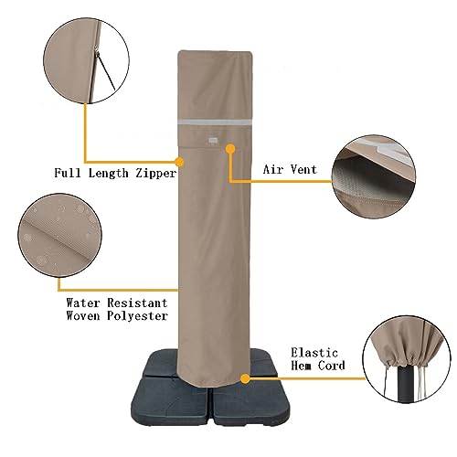 Garden Balsam Patio Umbrella Cover for 9ft to 13ft Offset Umbrella, Fade Resistant, Water Resistant, Curved Cantilever and Straight Pole Parasol