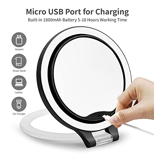 Kostlich MYIAMO Makeup Mirror with Lights, Double Sided Lighted Magnifying Mirror 10X/ 1X with 3 Color Lighting Modes, Tabletop Mirror with Adjus