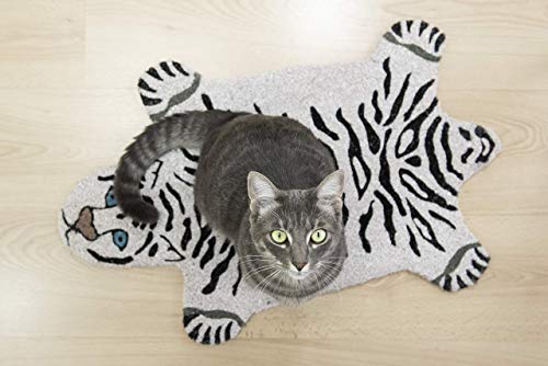 Fisura - Shaped entrance mat. Original Coconut doormat with PVC anti-slip backing. Measurements: 70 x 40 cm. (Tiger, white)