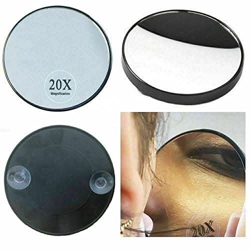 gofidin Makeup Mirror Round 20x Magnifying Mirror with Two Suction Cups for Easy Mounting Remove Acne pores Cosmetics Tool