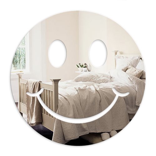 Mungai Mirrors 45cm Smiley Face Acrylic Mirror, Silver, 120