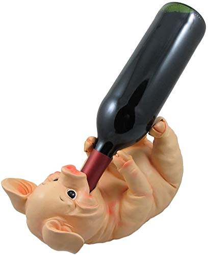 Drinking Pig Wine Bottle Holder Sculpture for Country Farm Bar and Kitchen Decor Tabletop Wine Stands & Racks and Decorative Collectible Statue G