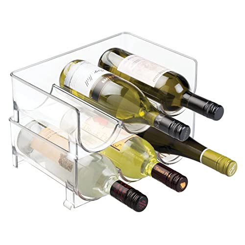 mDesign Stackable Plastic 3 Wine Bottle Storage Holder - Kitchen Organiser Rack for Wine, Beer, Water Bottles - Wine Rack for Cupboard, Pantry, F