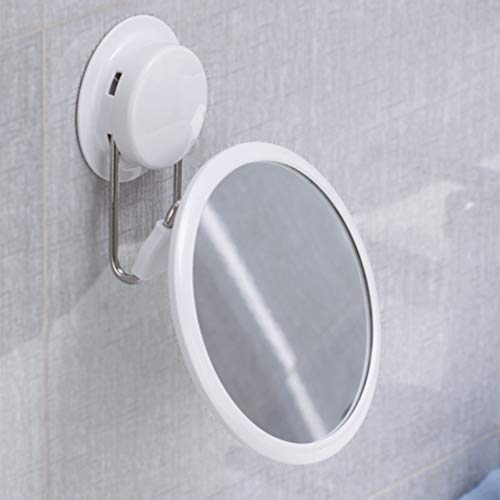 Hahhhha Makeup Mirror Suction Cup, Wall Mounted Bathroom Shaving Mirror with 360 Degree Adjustable Swivel Gooseneck, Round Vanity Beauty Mirror(W