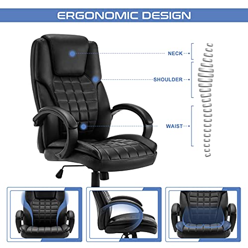 IntimaTe WM Heart Executive Office Chair,High Back Leather Chair,Ergonomic Design,Black