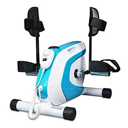 LUNEZY Motorised Pedal Exerciser Mini Exercise Bike Arm and Leg Trainer LCD Display, Ideal Training Device for Seniors and Athletes (Blue)