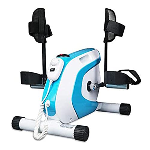 LUNEZY Motorised Pedal Exerciser Mini Exercise Bike Arm and Leg Trainer LCD Display, Ideal Training Device for Seniors and Athletes (Blue)