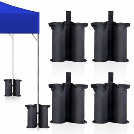 AKOFIC 4 Pack Gazebo Weights Bags, Industrial Heavy Duty Grade 800D Weights for Gazebo Legs with Velcro Straps, Double-Pocket Sandbags for Pop up