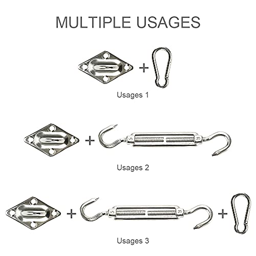 Sun Shade Sail Fixing Kit, Heavy Duty Sun Shade Sail Hardware Kit for Rectangle Square Triangle Sun Shade Sails,Canopy Awning Installation Attach