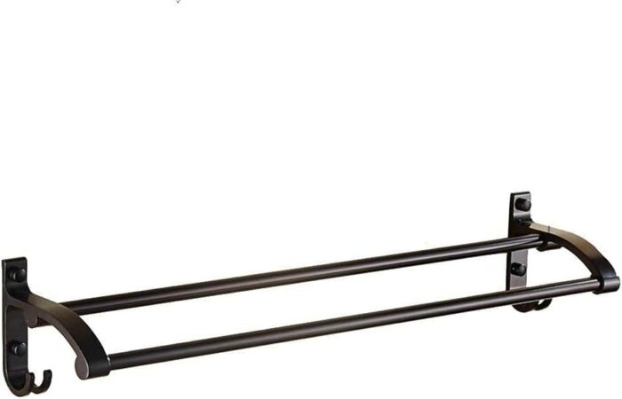 Towel Rail,bathroom towel rack Bathroom Towel Bar Rail Aluminum Rustproof Not Faded Black Bathroom Accessories bathroom towel rack,60Cm,60Cm (60C