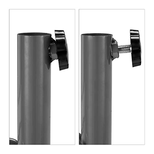 Relaxdays, Grey Parasol Spike, Handle, Pole Diameter 17-26 mm, Lawn Thorn, Umbrella Ground Holder, Garden, Beach, Steel, 10030724