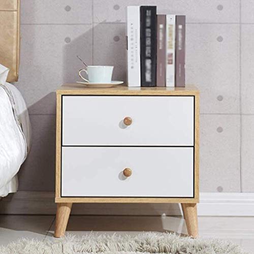 JYDQM Nightstand White Night Stand, Side End Wood Bedside Tables with Drawer for Bedroom Livingroom, Wood Legs