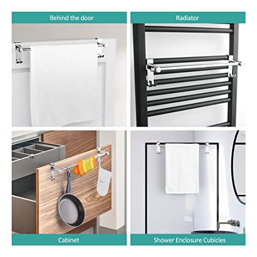 EMKE Retractable Towel Rail, Bathroom Over the Door Hanging Towel Rack with Hooks, Stainless Steel Sink Towel Holder with Adjustable Length, Radi