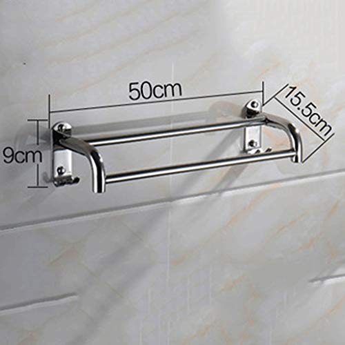 N/A Double Towel Bar Stainless Steel Bathroom Kitchen Towel Holder Dual Towel Rod Rustproof Wall Mount Towel rack