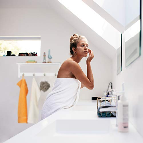 Relaxdays Wall 4 Hooks, HxWxD: 17.5 x 50 x 16 cm, Bamboo, Towel Holder, Hallway Coat Rack, Floating, White, 16 x 50 x 17.5 cm