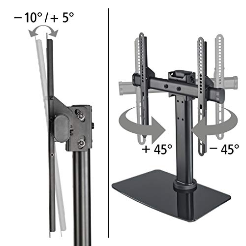 Hama TV Stand, Tiltable, Rotatable, Fully Movable (for TVs from 32-55 inches, height adjustable, base plate made of glass, TVs up to 30kg, VESA u