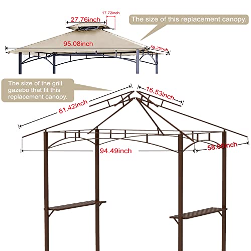 Grill Gazebo Replacement Roof for #L-GZ238PST-11 by ABCCANOPY
