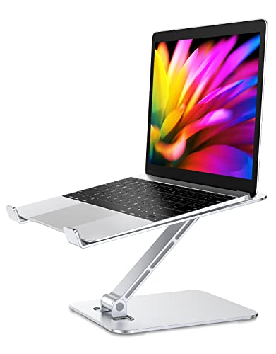 Babacom Laptop Stand Lap Desk, Ergonomic Foldable Computer Stand with Adjustable Height, Ventilated Aluminium Alloy Laptop Riser Compatible with