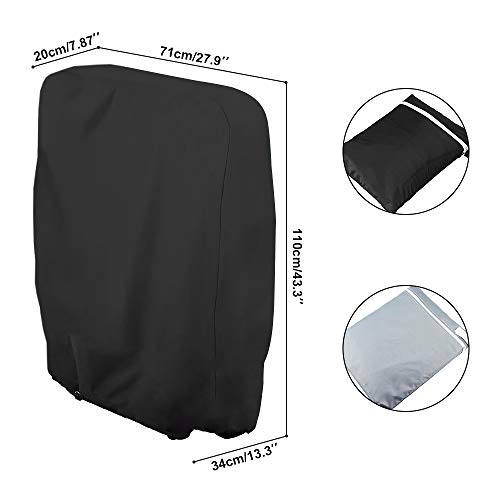 Folding Reclining Chair Cover, 210D Oxford Fabric Garden Stacking Chair Covers, Patio Folding Sunbed Sun Lounger Covers with Storage Bag (Black)