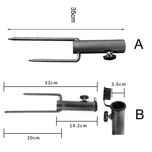 Kisbeibi Adjustable Portable Umbrella Base, Heavy Duty Ground Insert Steel Coating Umbrella Stand Outdoor Base for Big Umbrella Outdoor Park Pati