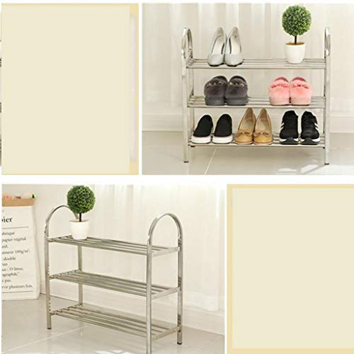n/a 3 Tiers Shoe Rack with Handle Tower Storage Cabinet Adjustable Shoes Shelf Tower Metal Tall for Closet with Spare Parts