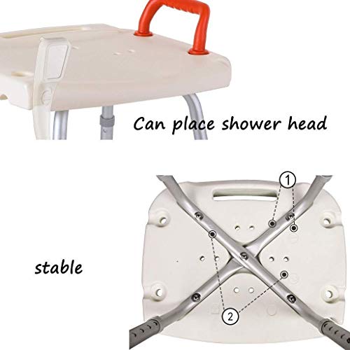 Bath Stools,Shower Stool Bath Chair Bathroom Seat with Armrests with Backrest Adjustable Height Portable Lightweight Aluminum Non-Slip Housing Be