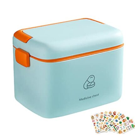 ZAUNCO Household Medicine Storage Box, Fold 2-Layer First Aid Box， Portable Medicine Container Box, large medicine chest for Home, School, with 1