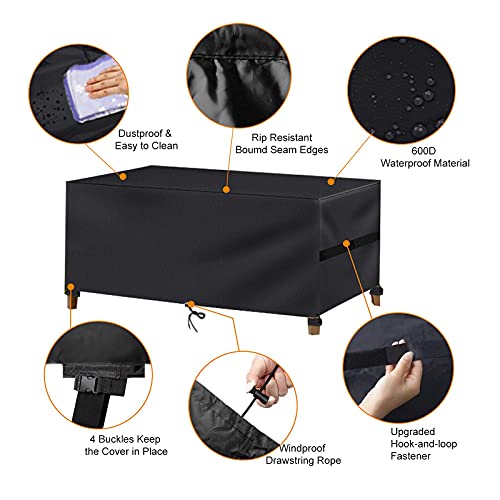 OKPOW Garden Furniture Covers Waterproof - 242x162x100cm Outdoor Patio Rattan Table Cover - 600D Rectangular Large Heavy Duty Sofa Protective Cov