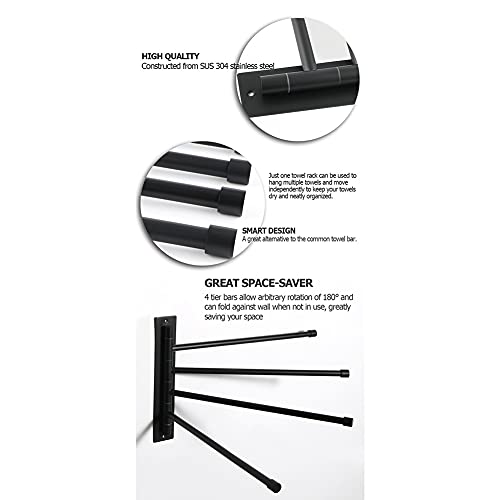 HIGOH Towel Racks,Towel Holder Towel Rail for Bathroom, 1Pcs Bathroom Hand Towel Holder, Rotating Towel Holder, Wall Mounted Towel Hanger, Stainl