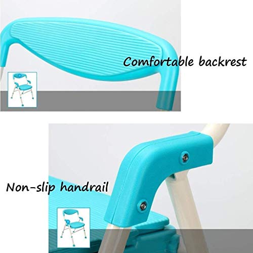 CHEWO Bath Stools,Shower Stool Bath Stool Folding Bathroom Seat Antibacterial Mobile Shower Stool Shower Seat Punching Maximum Weight 200 Kg Gree