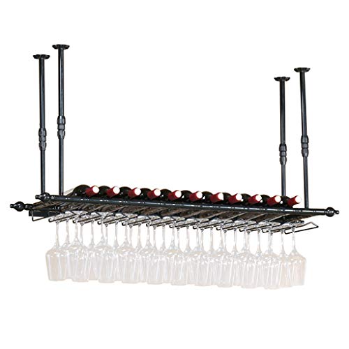 Ndustrial Vintage Ceiling Stylish Simplicity Wine Rack Metal Simple Display Storage Wine Glass Holder Goblet Holder Adjustable Height Restaurant