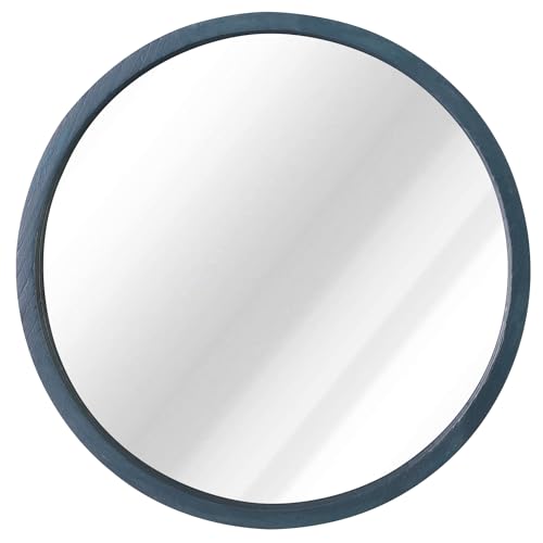 JJUUYOU Rustic Circle Wall Mirror 50CM for Home Decor Rustic White Round Mirror for Bathroom Wall decor Wood Frame Mirror for Living Room, Bedroo