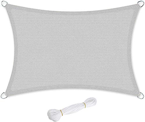 SONGMICS Sun Sail 2 x 2 m HDPE Fabric Sun Shade Sail Breathable Water Permeable for Patio Garden Balcony Camping Square Concave 2 m Ropes Beige G