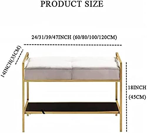 modern entryway bench, velvet upholstered shoe stool shoe cabinet furniture, premium bedroom shoe rack bench decor,Blue,100x35x45cm(39x14x18inch)