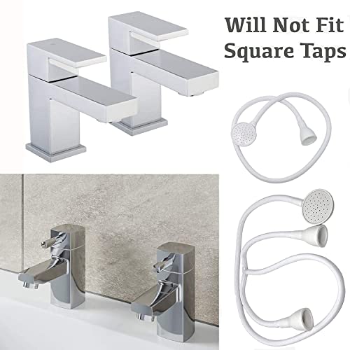 ONEBRAND White Bath Sink Single Tap Shower Attachment Head Hose Spray -Washing/Dresser Hair Pet - Push On Mixer - Suitable for Round Hose Not Uni