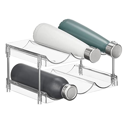 mDesign Nate Home by Nate Berkus 6-Bottle Water and Wine Bottle Organizer, Free-Standing Plastic Holder for Fridge, Kitchen Cabinet, Pantry Stora