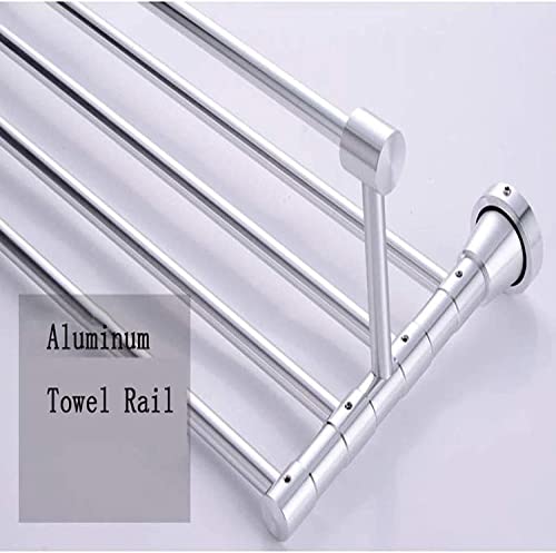 XHALERY 60cm Towel Rack Aluminum,Brushed Bathroom Storage Towel Rails,Wall Mounted 2-Tiers Towel Holder,for Towels Bathrobe Tea Towels