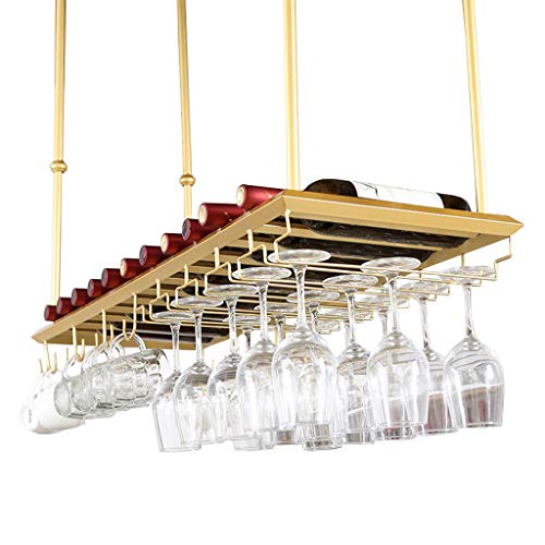 KEppd Wine Racks Rustic Ceiling Wine Racks Adjustable Height/Wall Mounted Hanging Stemware Holder/Retro Glass Wine Bottle Holder/Wall Mounted Win
