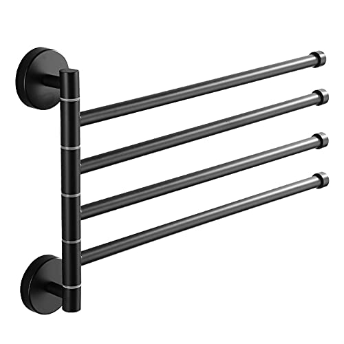 HIGOH Towel Rack Towel Rack Household Bathroom Activity Towel Bar,Stainless Steel Rotating Towel Rack,Bathroom Washing Rack Folding Three Rod Tow