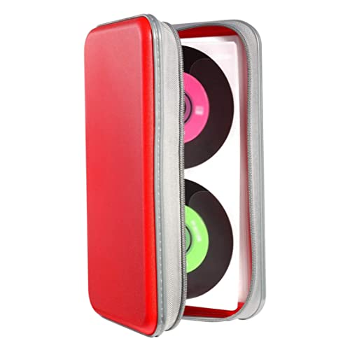 Storage bagCD Holder CD Case Wallet DVD Binder DVD Organizer Storage Bag Hard Plastic 80 Capacity Portable Red