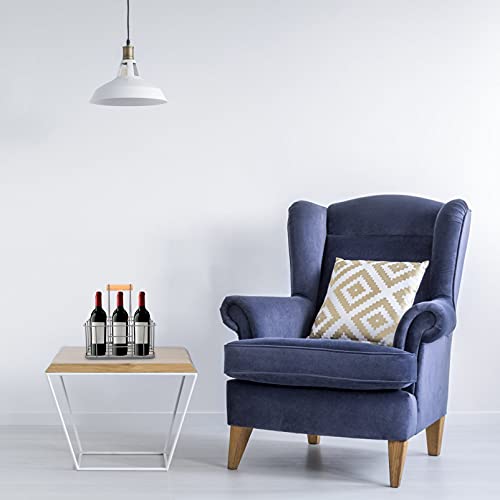 Tomaibaby 6 Milk Bottle Holder, Metal Wire Wine Bottle Carrier with Wooden Handle, Rustic Farmhouse Wine Milk Bottle Caddy Doorstep Milk Crate Ba