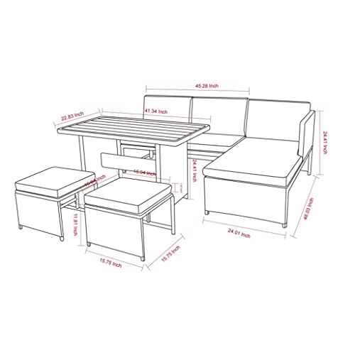 CZDYUF Outdoor PE Rattan Sofa Set Of 5 Outdoor 3-seater Sofa Design