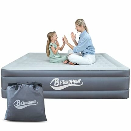 BeyondHOME Odorless Air Mattress Queen with Built-in Pump, One Button Inflation and Auto Stop, 18 Inches Inflatable Bed, 720 LB Support Leakproof