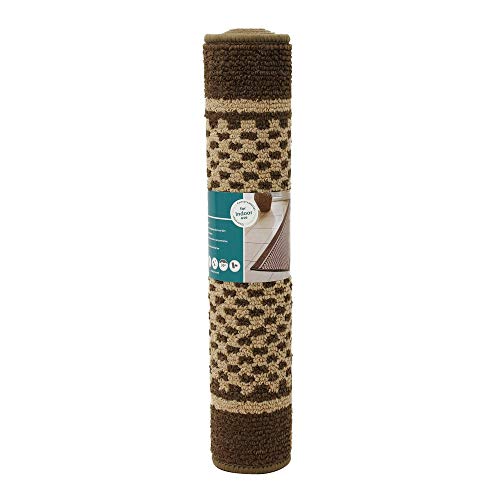 JVL Bologna Backed Machine Washable Entrance Runner Mat, Polypropylene/Latex, Brown/Beige, 150 x 57 x 1.2 cm
