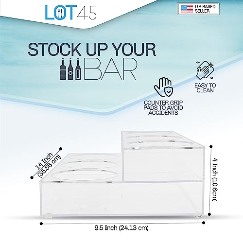 Lot45 Syrup Dispenser Coffee Bar Organizer - 2-Tiered Clear Acrylic Syrup Bottle Holder - Liquor Bottle Display Shelf - Countertop Barista Coffee