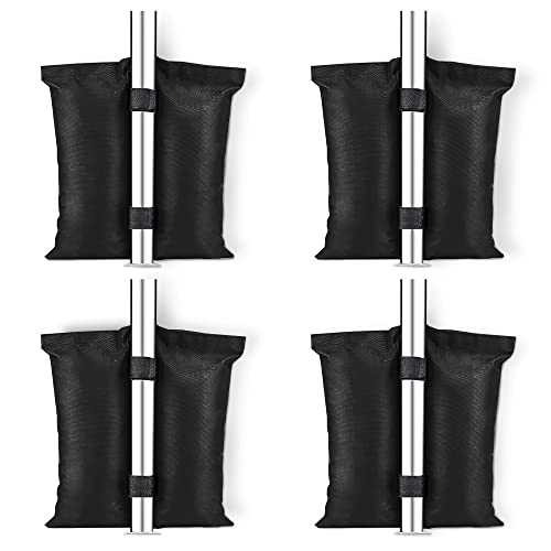 KEPLIN 4pk Weight Bags for Gazebo & Tents, Heavy Duty Secure Feet Bags with Velcro Straps for Canopy, Umbrella, Trampoline, Patio Shelters | Fill