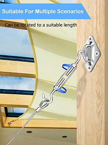 FSHIHINE Sun Shade Sail Fixing Kit with 3mm Wire Rope Cable 20m, 304 Stainless Steel Awning Fixing Kit, Hammock Hanging Shade Sail Hardware Kit f