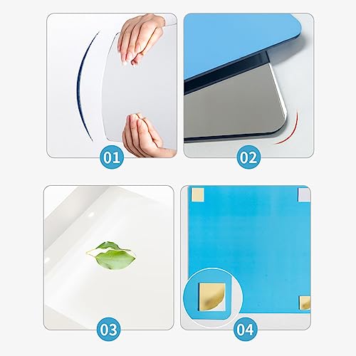 Buer Homie Self adhesive Mirror Tiles, Wall Mirror for Bathroom, 4pcs of 8“x8“