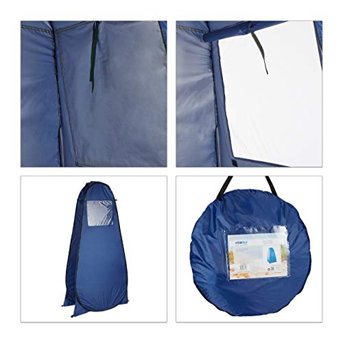 Relaxdays Pop Up Changing Tent, H x W x D: 190 x 120 x 120 cm, Waterproof Instant Tent, Compact, UV 50+, Blue